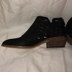 Vince Camuto Peek-a-boo Black Leather Booties.